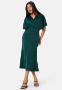 Bubbleroom Occasion Wrap Satin Midi Dress Dark green 46