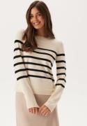 VERO MODA Vmsaba Plain Ls O-neck Pullove Birch Stripes:w Black S