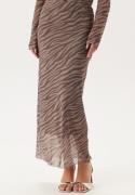 BUBBLEROOM Mesh Maxi Skirt Brown/Beige XL