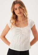 BUBBLEROOM Short Sleeve Pointelle Top White M