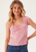 BUBBLEROOM Short Sleeve Pointelle Top Light pink L