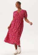 Happy Holly Evie Puff Sleeve Midi Wrap Dress Red/Patterned 32/34