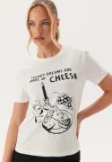 ONLY Onlpenny Life Reg S/S FOOD TOP Bright White Print:cheese M