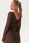 BUBBLEROOM Reversible Lace Cardigan Brown L