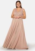 Goddiva Curve Glitter Wrap Front Maxi Curve Dress With Split Nude 52 (...