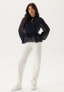 Happy Holly Peplum Dobby Dot Blouse Dark blue 36/38
