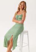 BUBBLEROOM Tie Strap Dress Green/Floral L