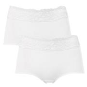 Trofe Lace Trimmed Maxi Briefs Trosor 2P Vit bomull Small Dam