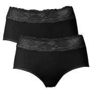 Trofe Lace Trimmed Midi Briefs Trosor 2P Svart bomull Small Dam