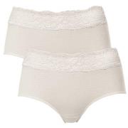 Trofe Lace Trimmed Midi Briefs Trosor 2P Champagne bomull Medium Dam