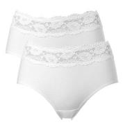 Trofe Lace Trimmed Midi Briefs Trosor 2P Vit bomull Small Dam