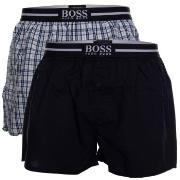 BOSS Kalsonger 2P Woven Boxer Shorts With Fly Mörkblå bomull Small Her...