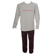 Calvin Klein Holiday PJ Woven LS Pant Set Grå/Röd bomull X-Large Herr