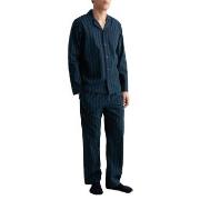 Gant Woven Cotton Stripe Pajama Set Blå/Grön bomull X-Large Herr