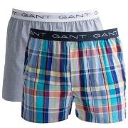 Gant Kalsonger 2P Cotton With Fly Boxer Shorts Ljusblå Rutig bomull La...