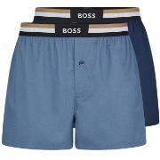 BOSS Kalsonger 2P Woven Boxer Shorts With Fly Blå/Ljusblå bomull Mediu...