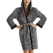 Damella Velour Leo Hoodie Robe Leopard Medium Dam