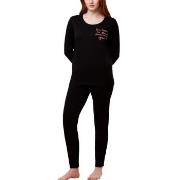 Triumph PK 03 Long Sleeve Pyjama Set Svart bomull 38 Dam