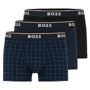 BOSS Kalsonger 3P Power Design Cotton Stretch Trunks Svart/Blå bomull ...