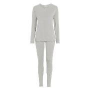 Damella Bamboo Plain Long Pyjamas Set Grå Bambu Large Dam