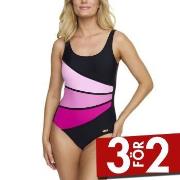 Damella Laura Chlorine Resistant Swimsuit Svart/Rosa 42 Dam