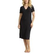 Damella Bamboo Plain Lace Short Sleeve Nightdress Svart Bambu X-Large ...