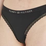 Tommy Hilfiger Trosor Tonal Logo Lace Thong Svart Small Dam