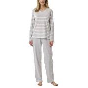 Schiesser Women Straight Leg Long Pyjama Vit/Grå bomull 40 Dam