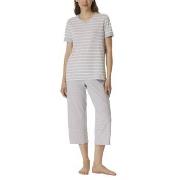 Schiesser Women Three Quarter Pyjamas Vit/Grå bomull 40 Dam