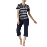 Schiesser Women Three Quarter Pyjamas Blå/Vit bomull 40 Dam