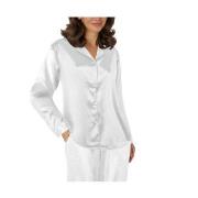 Lady Avenue Satin Pyjama With Long Sleeves Benvit silke XX-Large Dam