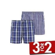 Jockey Kalsonger 2P Woven Boxer Shorts Marin Rutig bomull Large Herr