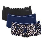 Sloggi Trosor 3P GO Crush Hipster Shorts Svart/Blå bomull Small Dam