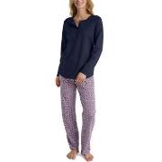 Calida Lovely Nights Pyjama Button Tab Marin/Röd  bomull Large Dam