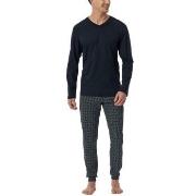 Schiesser Casual Essentials Long Sleeve Pyjamas Mörkblå bomull 48 Herr