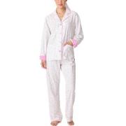 PJ Salvage Long Sleeve Flannel Pyjama Vit/Rosa bomull Large Dam