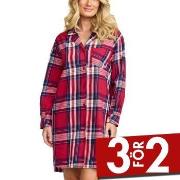 Damella Flannel Nightshirt Röd Mönstrad bomull Large Dam