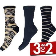 Decoy Strumpor 3P Cotton Socks Svart/Gul Strl 37/41 Dam