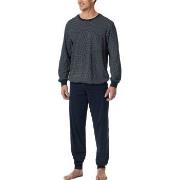 Schiesser Comfort Essentials Long Pyjamas Vit/Marin bomull Medium Herr