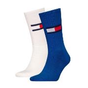 Tommy Men Uni TJ Flag Socks Strumpor 2P Vit/Blå Strl 43/46