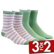 Damella Strumpor 2P Bamboo Socks Grönrandig Strl 43/46 Dam