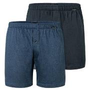 Schiesser Kalsonger 2P Long Boxershorts Blå/Blå bomull 6XL Herr