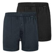 Schiesser Kalsonger 2P Long Boxershorts Svart/Blå bomull Large Herr