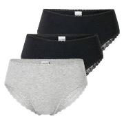 Schiesser Trosor 3P Modern Brazillian Slips Svart/Grå bomull 42 Dam