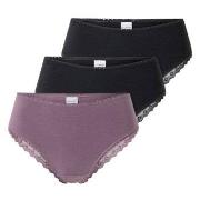 Schiesser Trosor 3P Modern Brazillian Slips Lila/Svart bomull 44 Dam