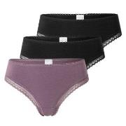 Schiesser Trosor 3P Modern Cheeky String Lila/Svart bomull 40 Dam