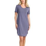 Damella Bamboo Plain Short Sleeve Nightdress Blå Bambu Medium Dam