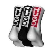 HUGO Strumpor 3P Back Label Socks Röd/svart Strl 39/42
