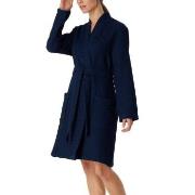 Schiesser Essentials Waffle Bathrobe Mörkblå bomull Medium Dam