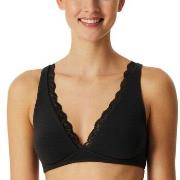 Schiesser BH Unique Cotton Soft Bra With Lace Svart bomull C 85 Dam